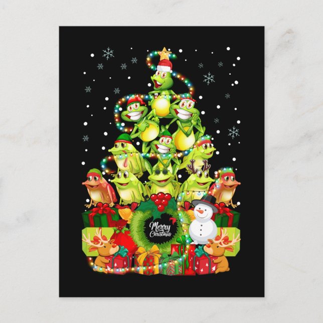 Merry Christmas Frog Christmas Tree Xmas Frogs Postcard (Front)