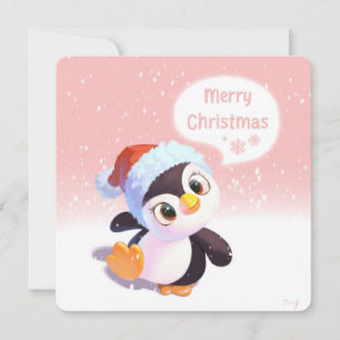Merry Christmas from a Cute Little Penguin Holiday Card
