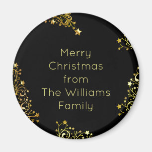 Merry Christmas from Add Your Name Black Gold Magnet