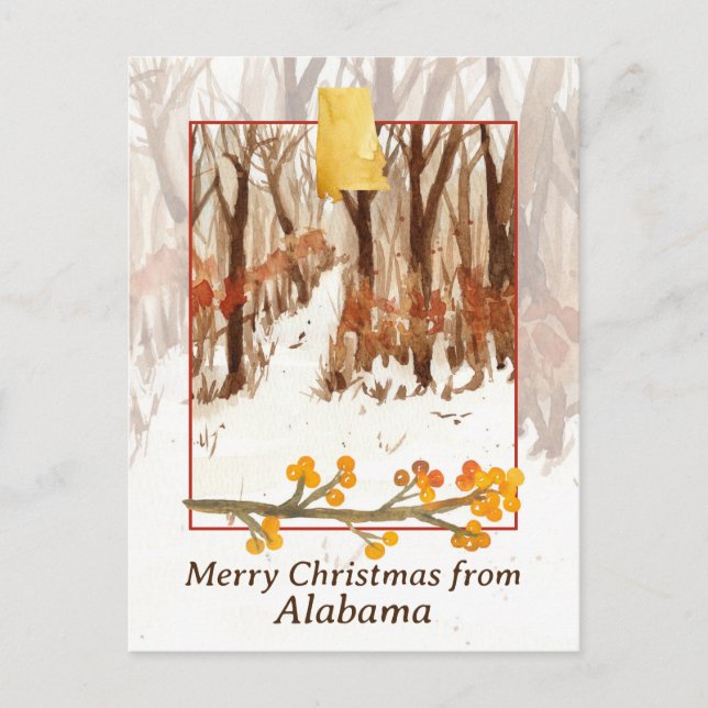 Merry Christmas from Alabama Trees Winter Snow Holiday Postcard (Front)