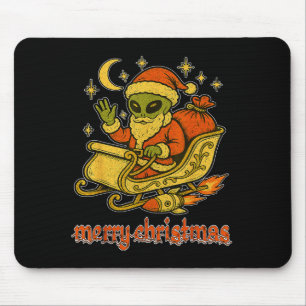 Merry Christmas From Alien Santa And His Cosmic Sl Mouse Pad