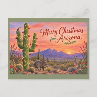 Merry Christmas from Arizona - Desert Wildlife Postcard