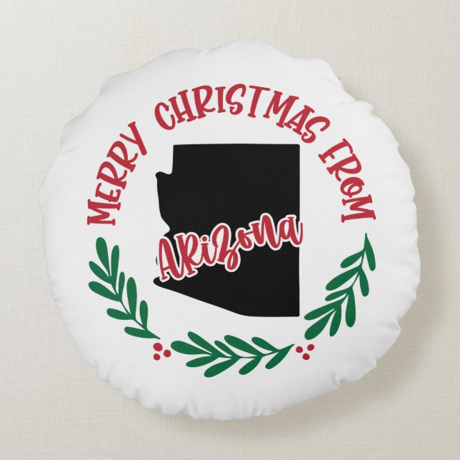 Merry Christmas From Arizona Red Green Round Cushion (Back)