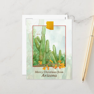 Merry Christmas from Arizona Saguaro Cactus  Holiday Postcard