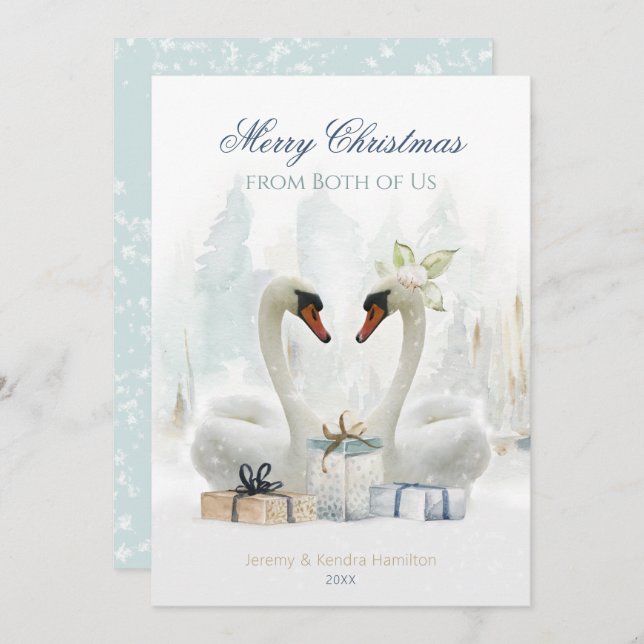 Merry Christmas from Both of Us Swans Holiday Card (Front/Back)
