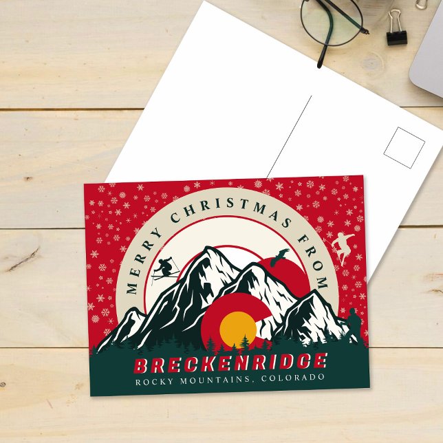Merry Christmas From Breckenridge Colorado Skiing Postcard (Creator Uploaded)