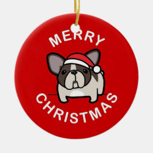 Merry Christmas from Brindle Pied Santa - Red Ceramic Tree Decoration