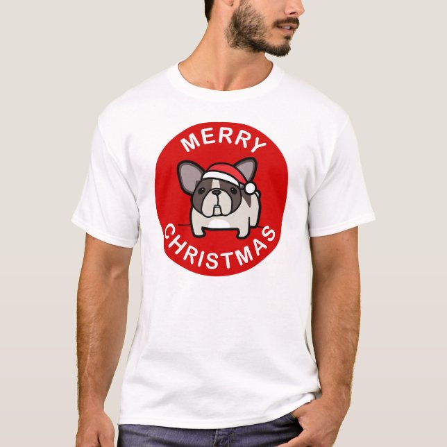 Merry Christmas from Brindle Pied Santa - Red T-Shirt (Front)
