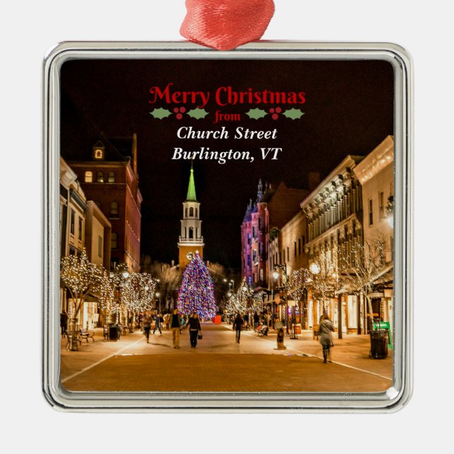 Merry Christmas from Burlington VT,  Metal Ornament (Front)