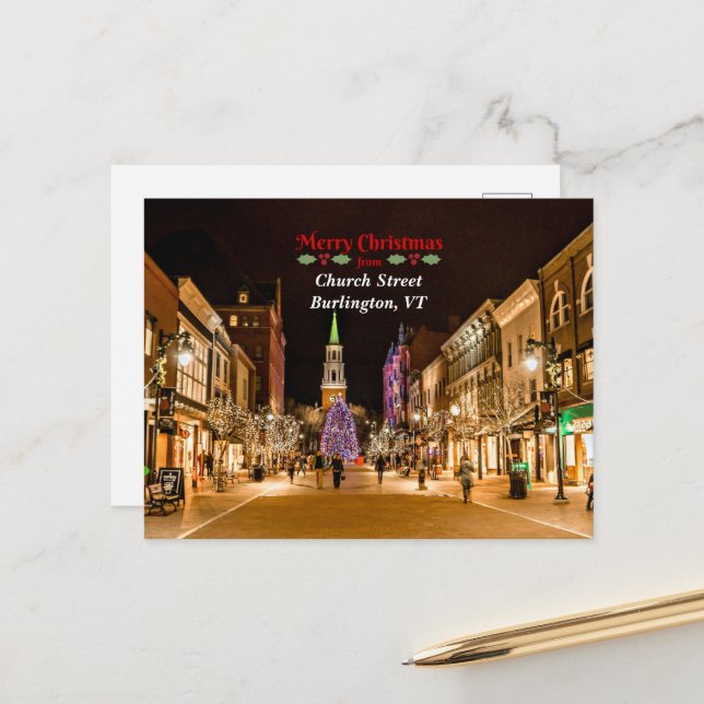 Merry Christmas from Burlington VT,  Postcard (Front/Back In Situ)