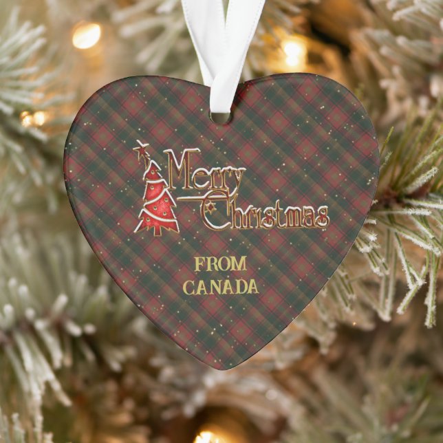 Merry Christmas From Canada Tartan Ornament (Tree)