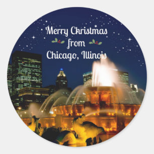 Merry Christmas from Chicago, Illinois Classic Round Sticker
