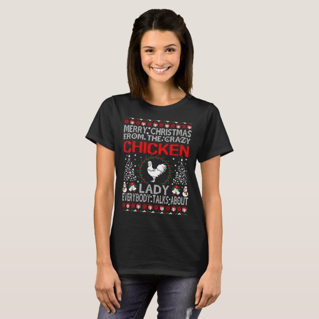 Merry Christmas From Chicken Lady Ugly Sweater Tee (Front Full)