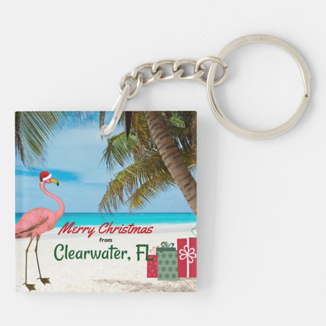 Merry Christmas from Clearwater, FL Key Ring (Back)