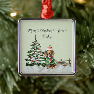 Merry Christmas from Dog's Name Metal Ornament