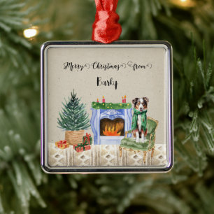 Merry Christmas from Dog's Name Metal Ornament