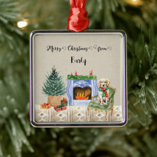 Merry Christmas from Dog's Name Metal Ornament
