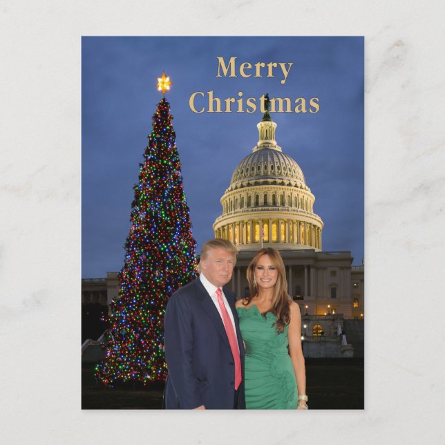 Merry Christmas from Donald and Melania Holiday Postcard (Front)