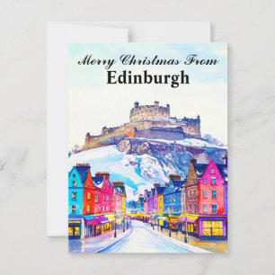 Merry Christmas from Edinburgh Scotland Travel Postcard