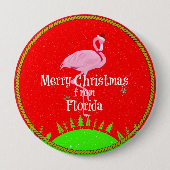 Merry Christmas from Florida, 10 Cm Round Badge (Front)