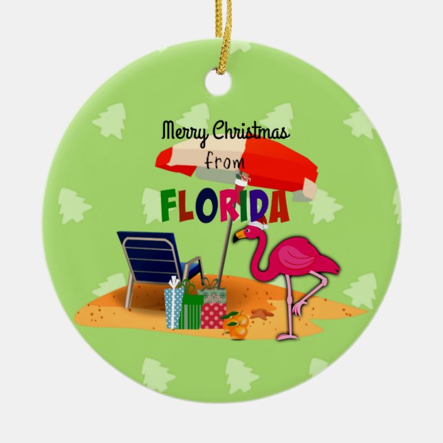 Merry Christmas from Florida Ceramic Ornament (Front)