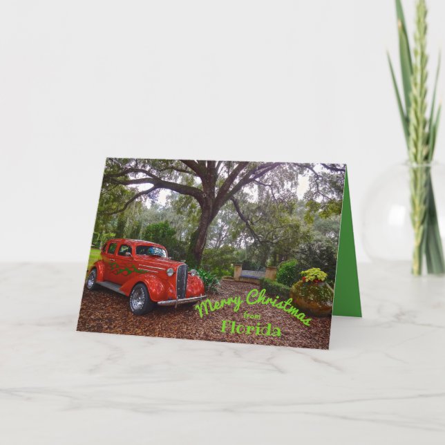 Merry Christmas from Florida Classic Car Bok Tower Holiday Card (Front)
