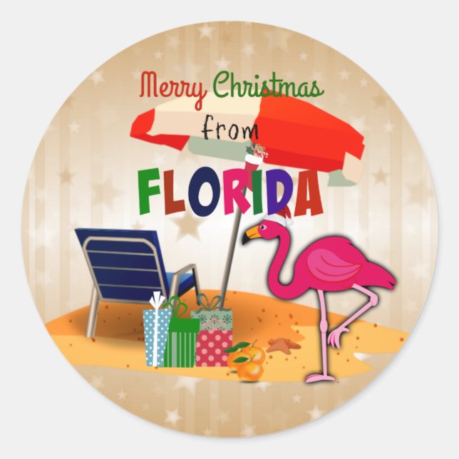 Merry Christmas from Florida Classic Round Sticker (Front)