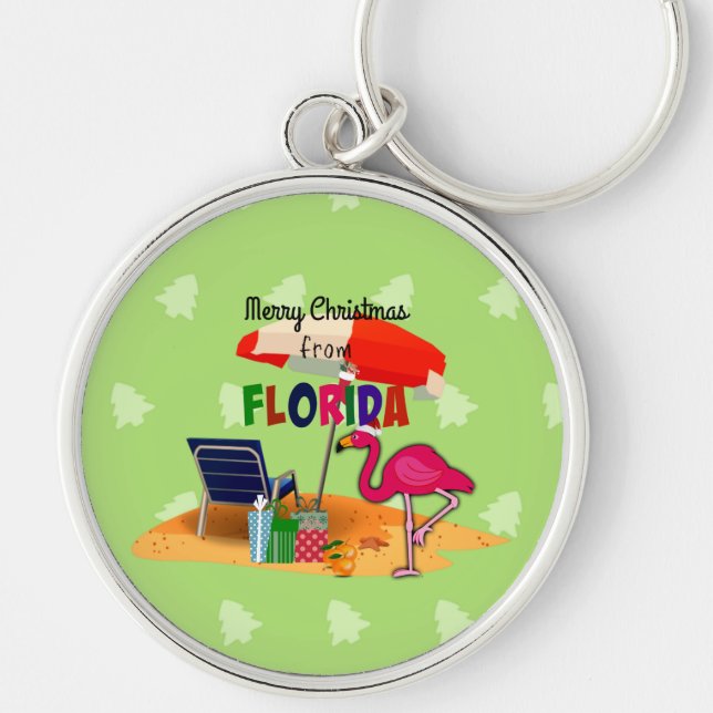 Merry Christmas from Florida, colourful Key Ring (Front)