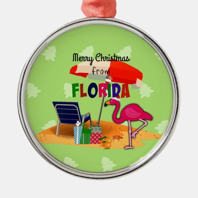 Merry Christmas from Florida, colourful Metal Ornament (Front)
