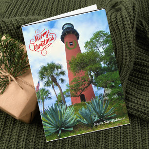 Merry Christmas from Florida Jupiter Lighthouse  Holiday Card