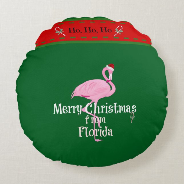 Merry Christmas from Florida Round Cushion (Front)