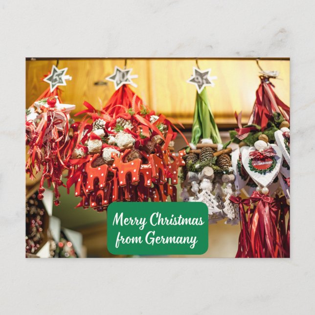 Merry Christmas from Germany - German Ornaments  Holiday Postcard (Front)