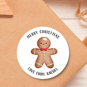 Merry Christmas From Gingerbread Man Noel Xmas Classic Round Sticker