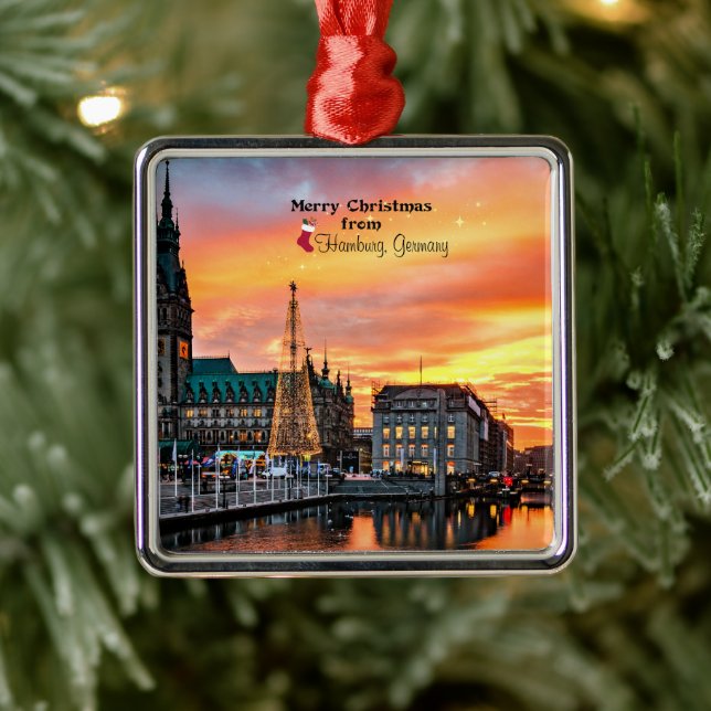 Merry Christmas from Hamburg, Germany Metal Ornament (Tree)