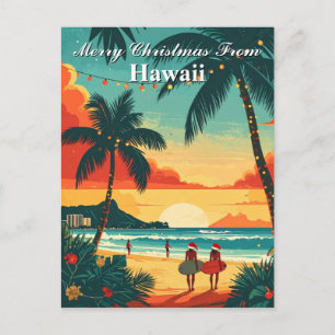 Merry Christmas from Hawaii Tropical Beach Sunset Postcard
