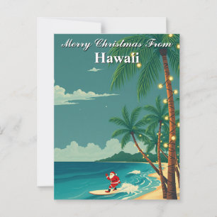 Merry Christmas from Hawaii Tropical Santa Surfing Postcard