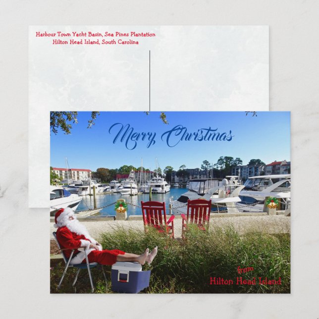 Merry Christmas from Hilton Head SC Harbour Town Postcard (Front/Back)