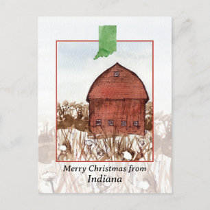 Merry Christmas from Indiana Barn Farm Winter  Holiday Postcard