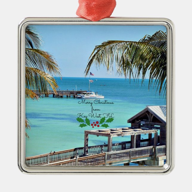 Merry Christmas from Key West, FL Metal Ornament (Front)