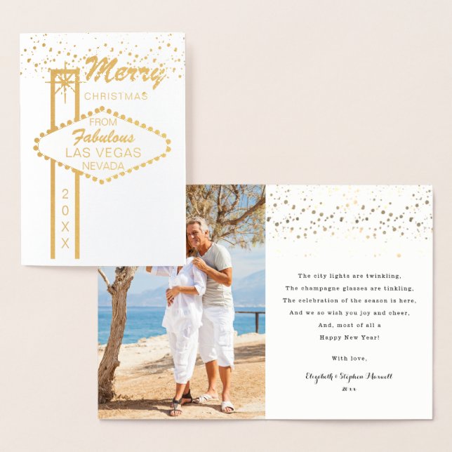 Merry Christmas from Las Vegas Photo Foil Card (Display)