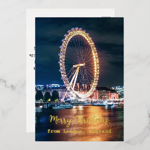 Merry Christmas from London, England Foil Holiday Card