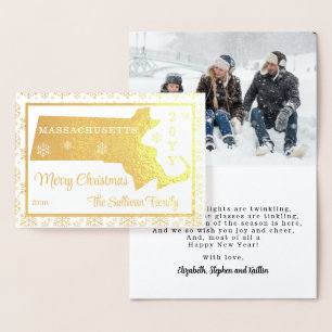 Merry Christmas from Massachusetts State   Photo Foil Card