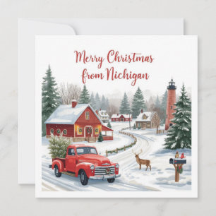 Merry Christmas from Michigan – Cosy Winter Holiday Card