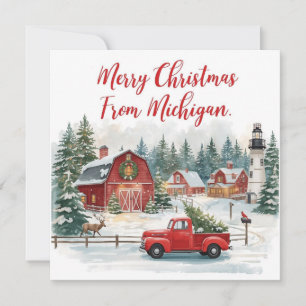 Merry Christmas from Michigan – Cosy Winter  Holiday Card