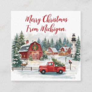 Merry Christmas from Michigan – Cosy Winter Square Business Card