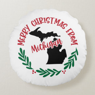 Merry Christmas From Michigan US Red Green Round Cushion