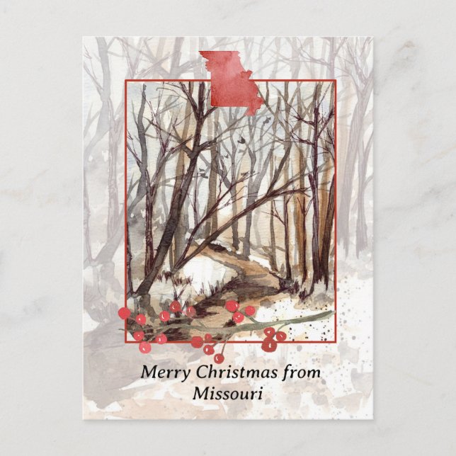 Merry Christmas from Missouri Trees Winter Snow Holiday Postcard (Front)