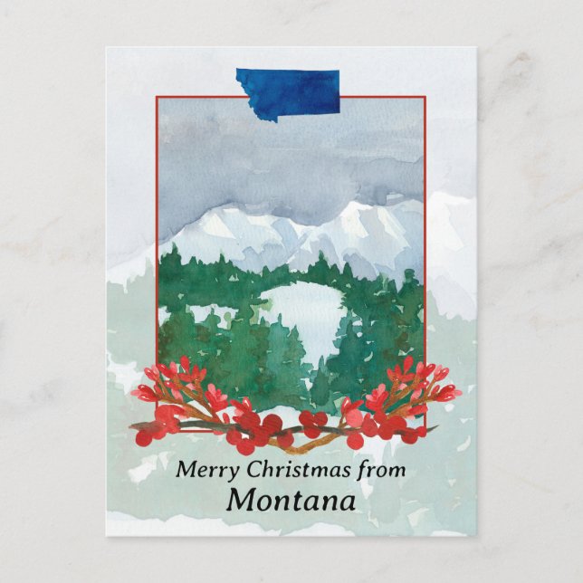 Merry Christmas from Montana Winter Snow Landscape Holiday Postcard (Front)