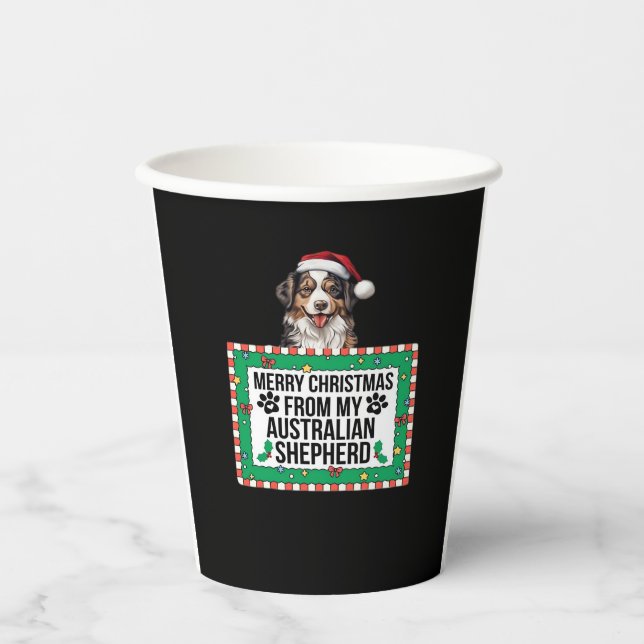 Merry Christmas From My Australian Shepherd Classi Paper Cups (Front)