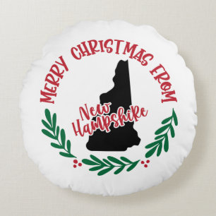Merry Christmas From New Hampshire Red Green Round Cushion